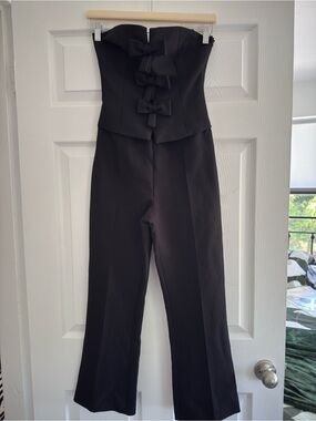 Zara Black Strapless Bow-Front Wide Leg Jumpsuit